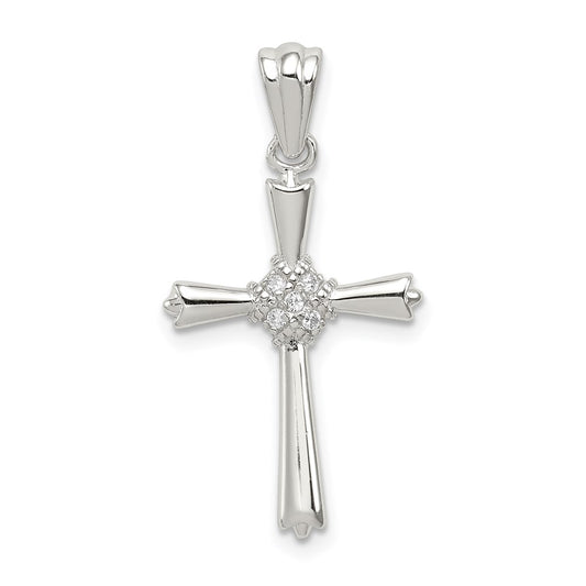 Sterling Silver Rhodium-plated CZ Cross Pendant QC5245