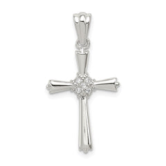 Sterling Silver Rhodium-plated CZ Cross Pendant QC5245