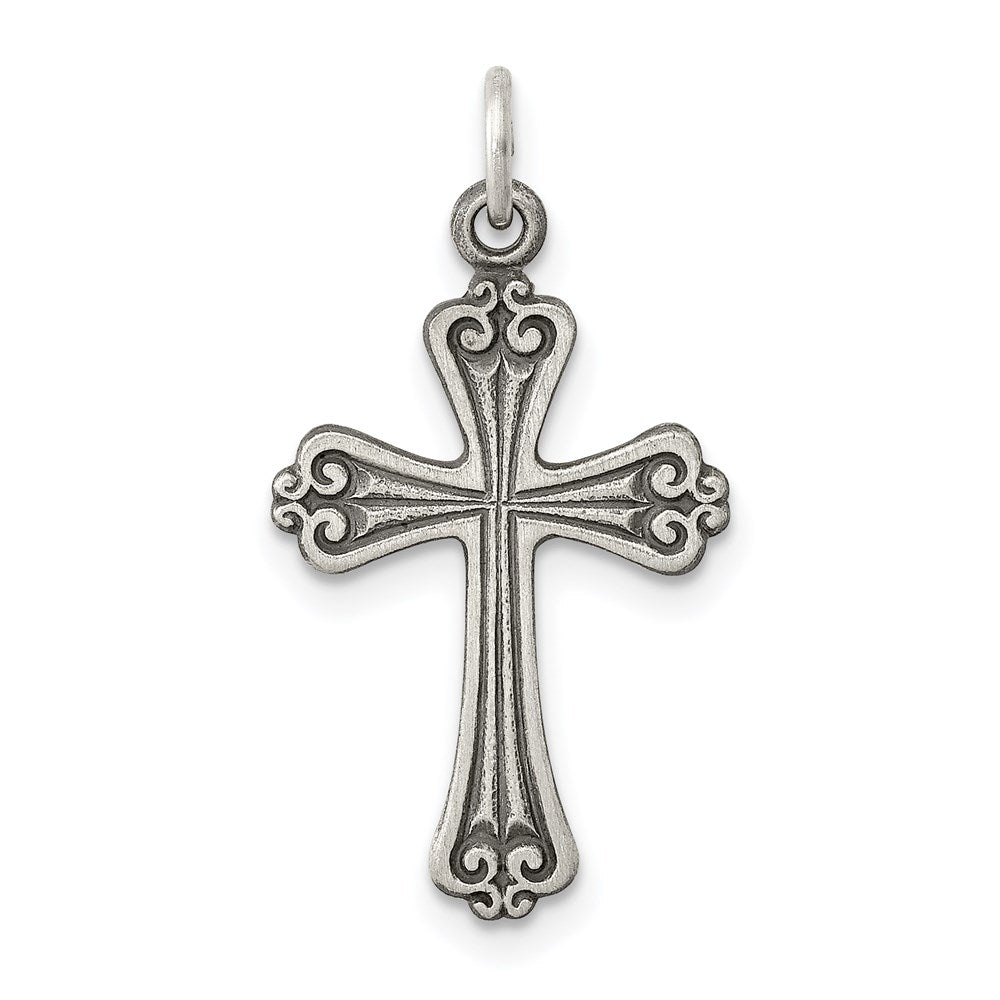 Sterling Silver Antiqued Cross Charm QC5248