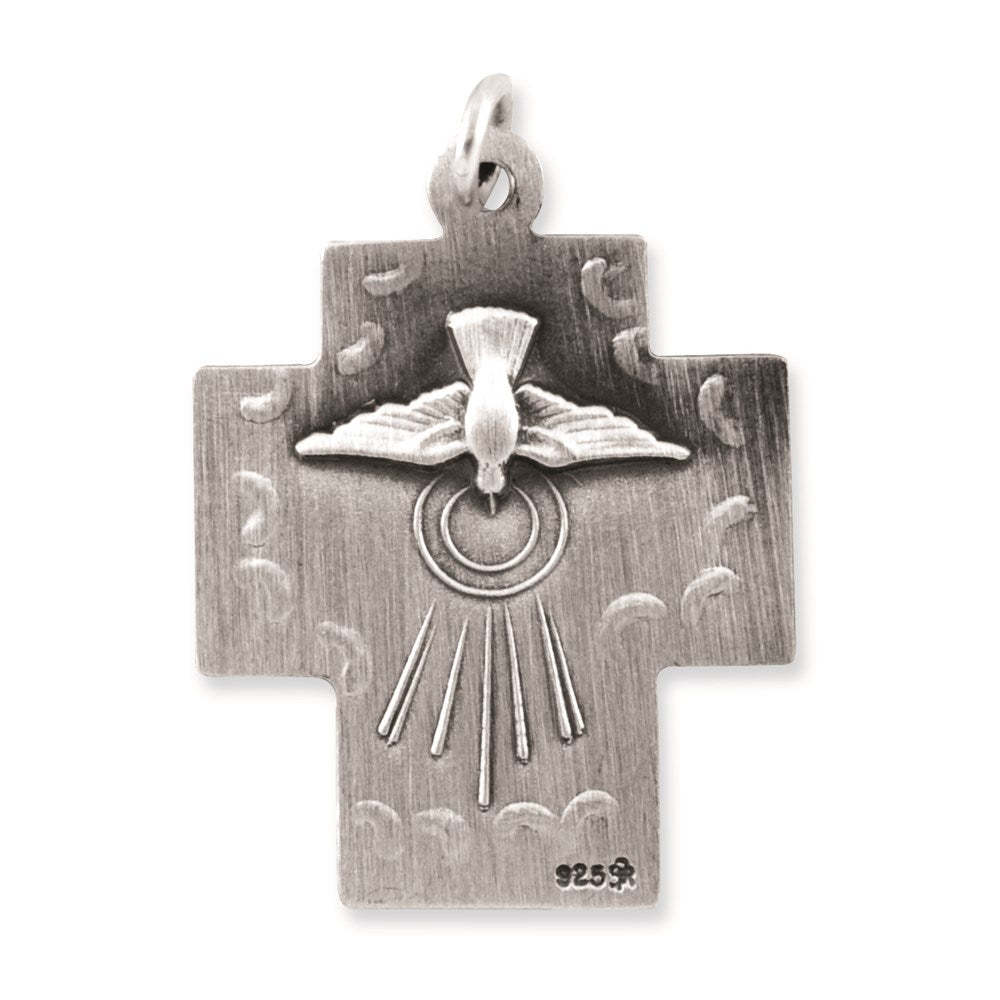 Sterling Silver Antiqued Alpha Omega Cross Pendant QC5271