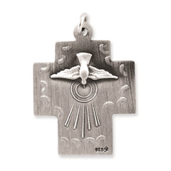 Sterling Silver Antiqued Alpha Omega Cross Pendant QC5271