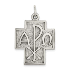 Sterling Silver Antiqued Alpha Omega Cross Pendant QC5271