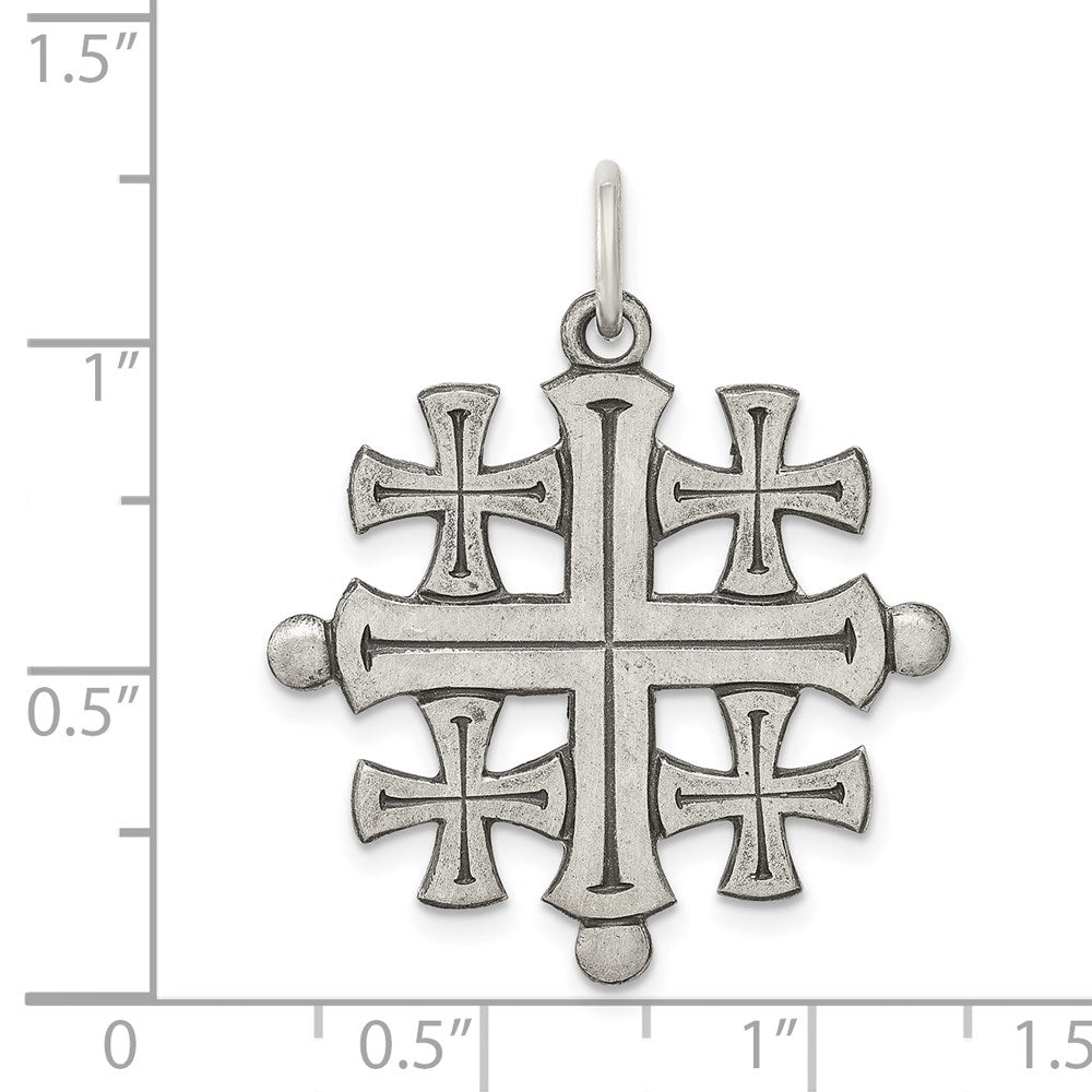 Sterling Silver Antiqued Jerusalem Cross Pendant QC5272