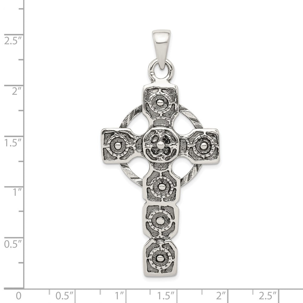 Sterling Silver Antiqued Celtic Cross Pendant QC5273