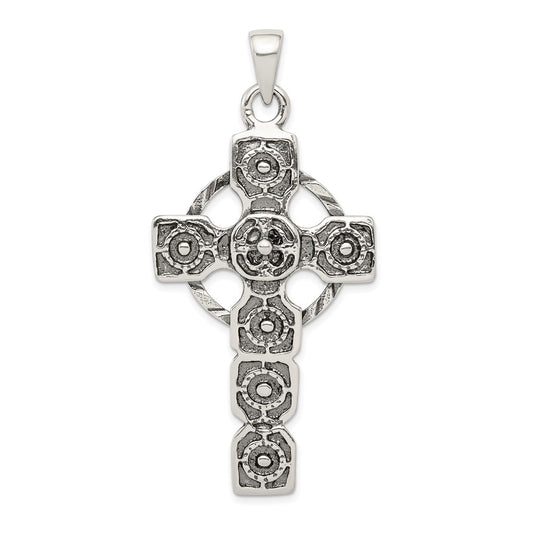 Sterling Silver Antiqued Celtic Cross Pendant QC5273