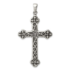 Sterling Silver Antiqued Thorn Cross Pendant QC5274