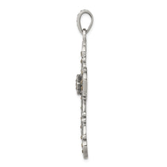 Sterling Silver Antiqued Marcasite Cross Pendant QC5281
