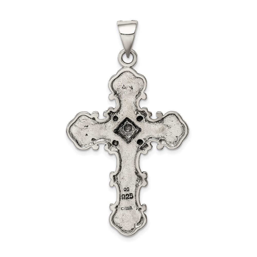 Sterling Silver Antiqued Marcasite Cross Pendant QC5281