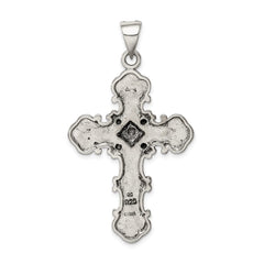 Sterling Silver Antiqued Marcasite Cross Pendant QC5281