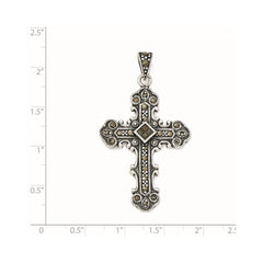 Sterling Silver Antiqued Marcasite Cross Pendant QC5281