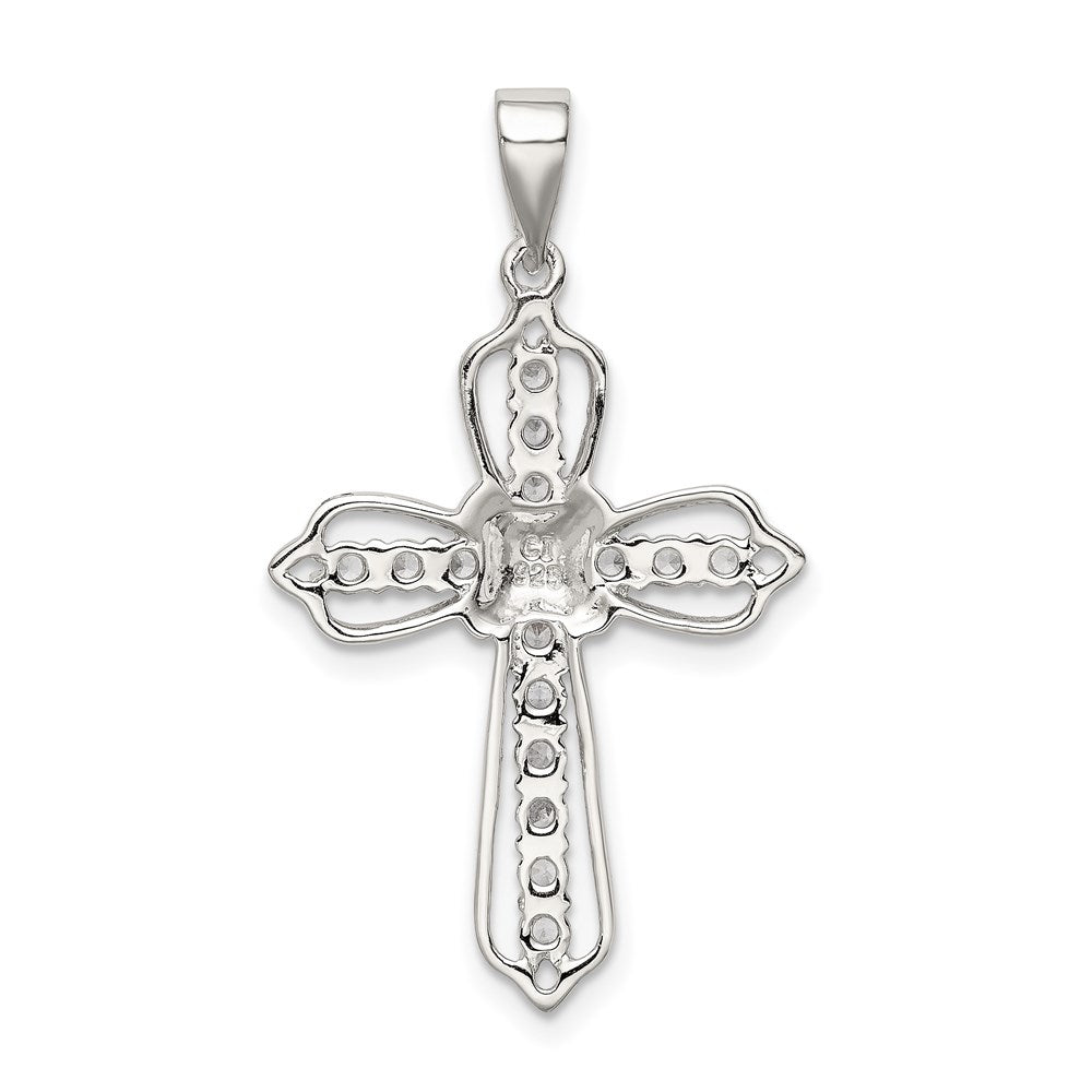 Sterling Silver Rhodium-plated CZ Cross Pendant QC5294