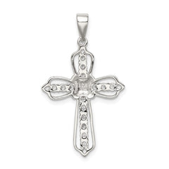 Sterling Silver Rhodium-plated CZ Cross Pendant QC5294
