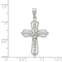 Sterling Silver Rhodium-plated CZ Cross Pendant QC5294