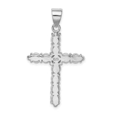 Sterling Silver Rhodium-platedFW Cultured Pearl Cross Pendant QC5297