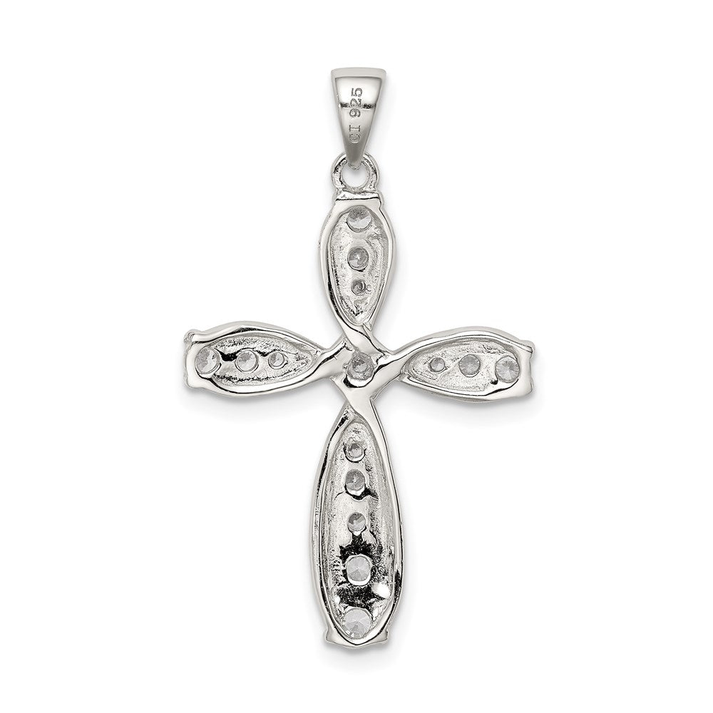 Sterling Silver Rhodium-plated CZ Cross Pendant QC5301