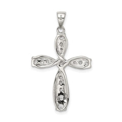 Sterling Silver Rhodium-plated CZ Cross Pendant QC5301