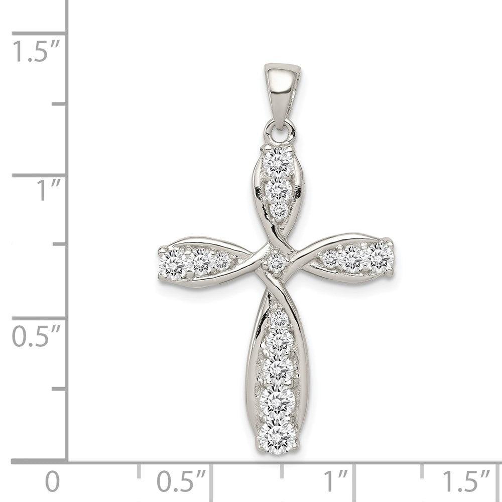 Sterling Silver Rhodium-plated CZ Cross Pendant QC5301
