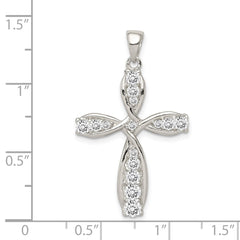 Sterling Silver Rhodium-plated CZ Cross Pendant QC5301