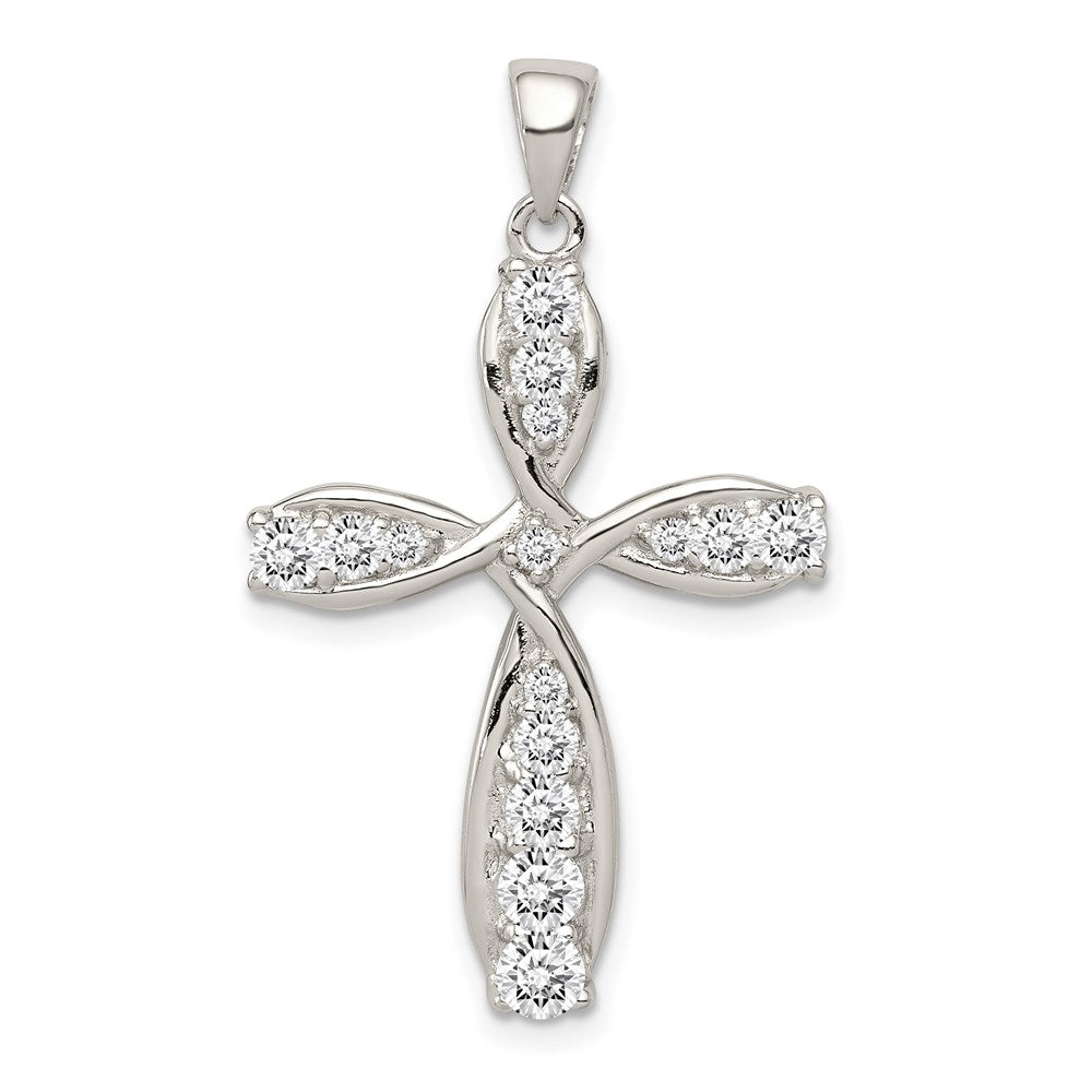 Sterling Silver Rhodium-plated CZ Cross Pendant QC5301