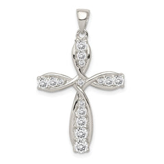 Sterling Silver Rhodium-plated CZ Cross Pendant QC5301