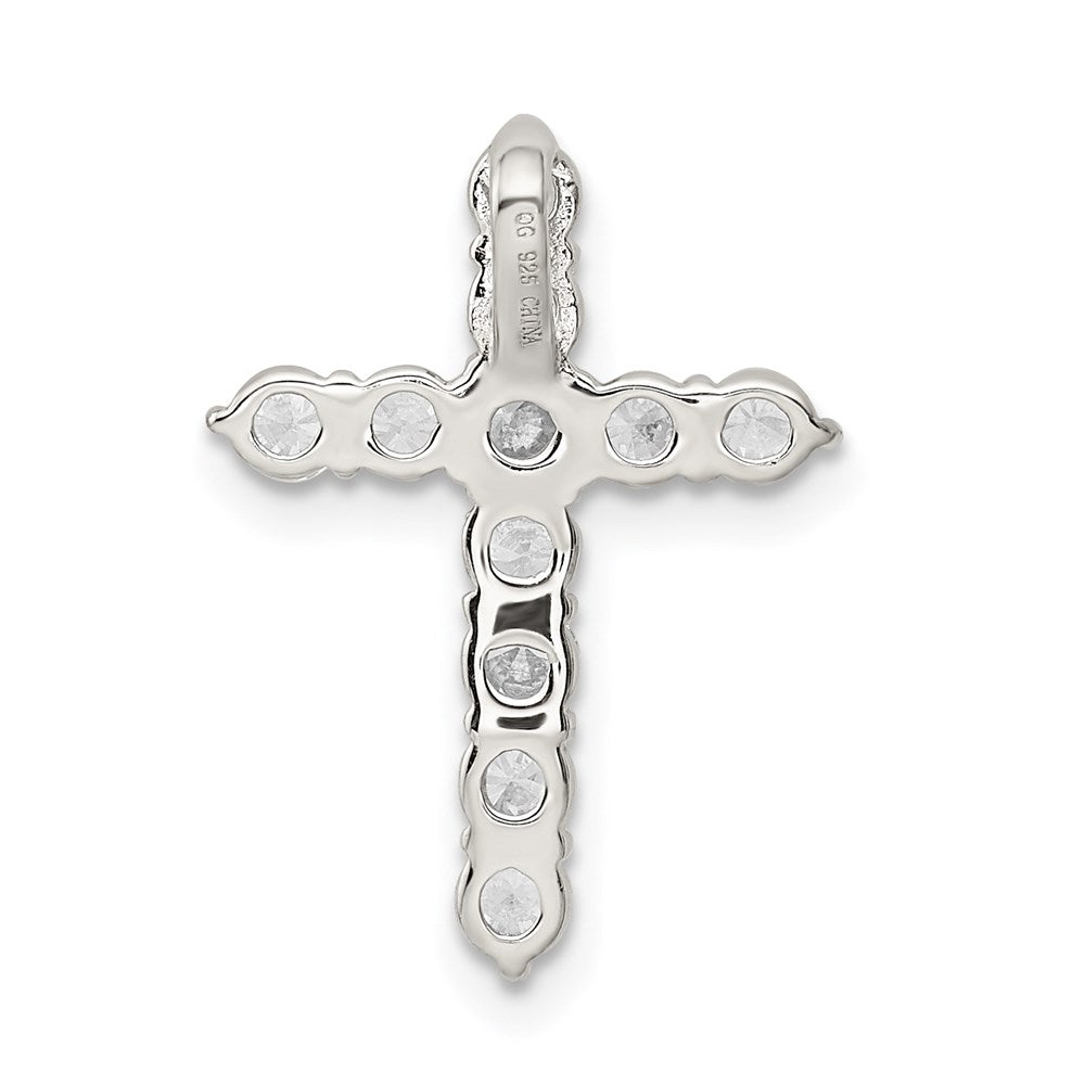 Sterling Silver Rhodium-plated CZ Cross Pendant QC5311