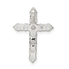 Sterling Silver Rhodium-plated CZ Cross Pendant QC5311