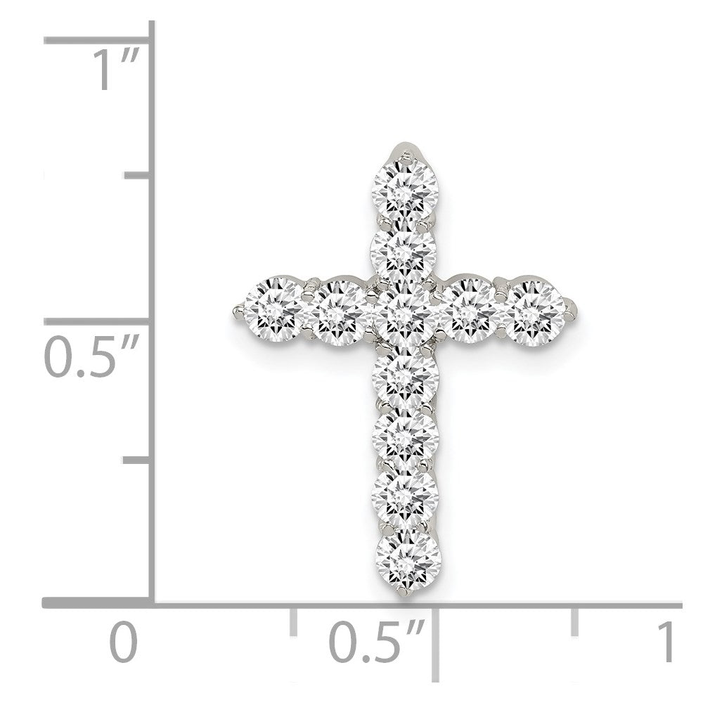 Sterling Silver Rhodium-plated CZ Cross Pendant QC5311