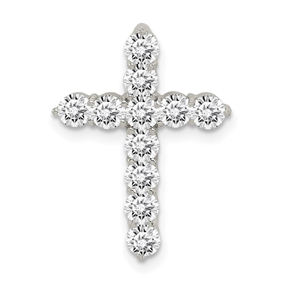 Sterling Silver Rhodium-plated CZ Cross Pendant QC5311