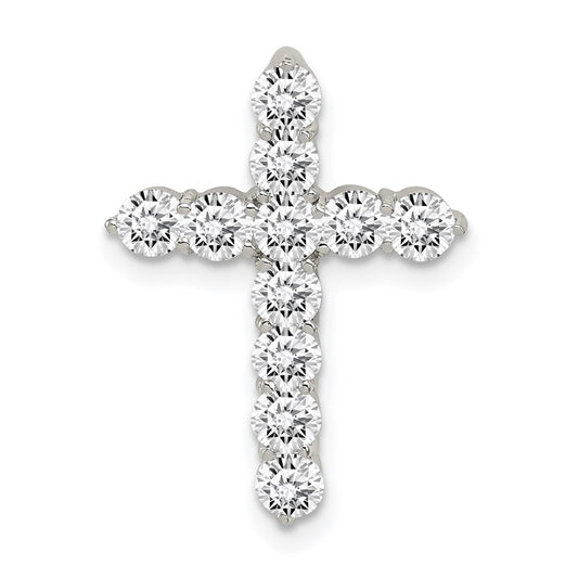 Sterling Silver Rhodium-plated CZ Cross Pendant QC5311