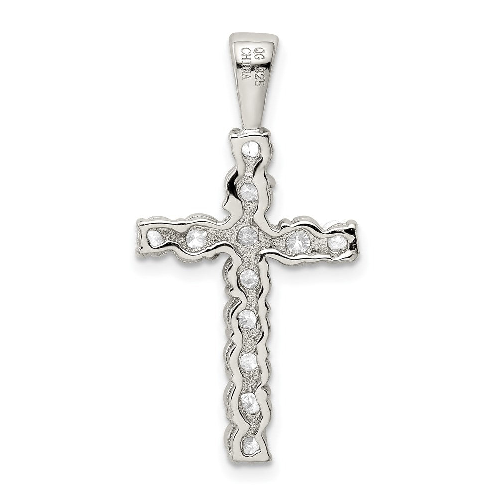 Sterling Silver Rhodium-plated CZ Latin Cross Pendant QC5312