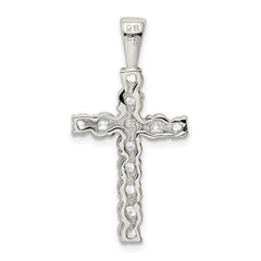 Sterling Silver Rhodium-plated CZ Latin Cross Pendant QC5312
