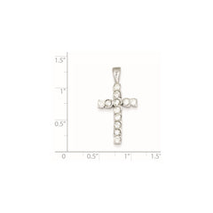Sterling Silver Rhodium-plated CZ Latin Cross Pendant QC5312
