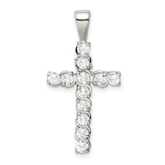 Sterling Silver Rhodium-plated CZ Latin Cross Pendant QC5312