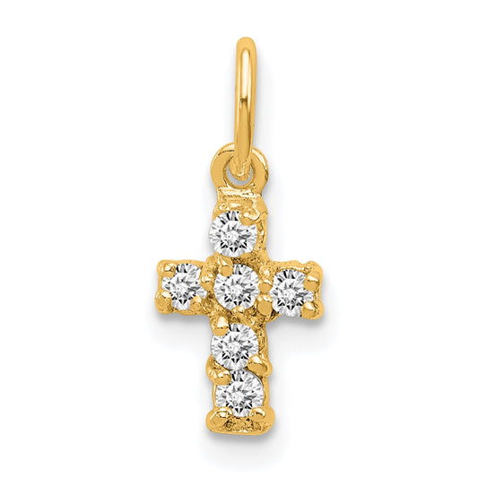 Sterling Silver Gold-tone CZ Cross Charm QC5333GP