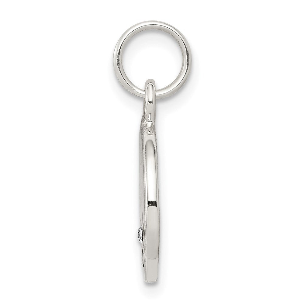 Sterling Silver Antiqued Stellux Crystal Faith Charm QC5335