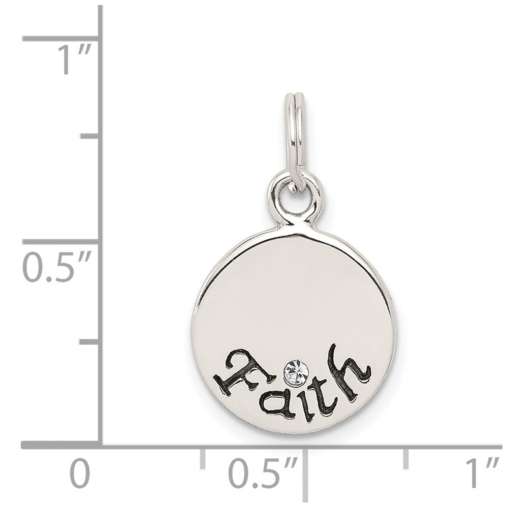 Sterling Silver Antiqued Stellux Crystal Faith Charm QC5335