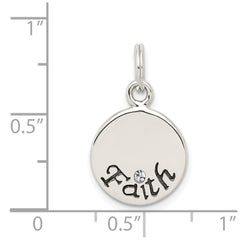 Sterling Silver Antiqued Stellux Crystal Faith Charm QC5335