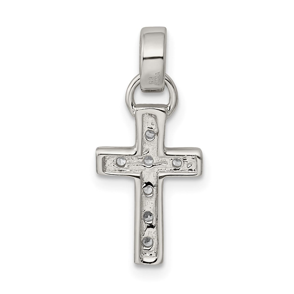 Sterling Silver Rhodium-plated CZ Latin Cross Pendant QC5336