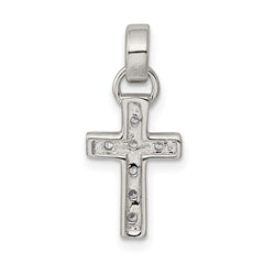 Sterling Silver Rhodium-plated CZ Latin Cross Pendant QC5336