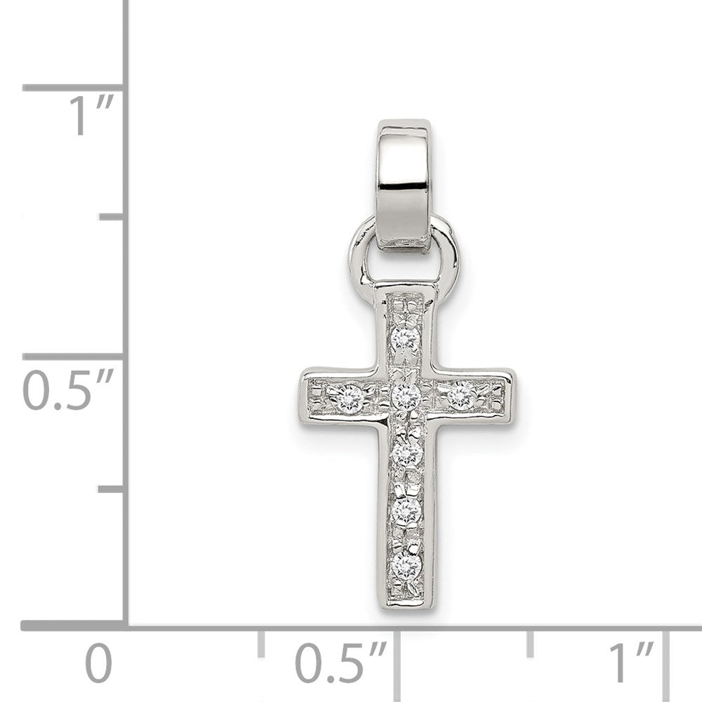 Sterling Silver Rhodium-plated CZ Latin Cross Pendant QC5336