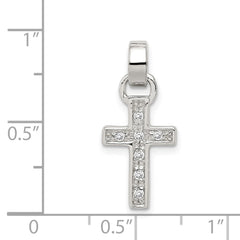 Sterling Silver Rhodium-plated CZ Latin Cross Pendant QC5336