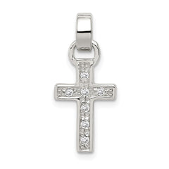 Sterling Silver Rhodium-plated CZ Latin Cross Pendant QC5336