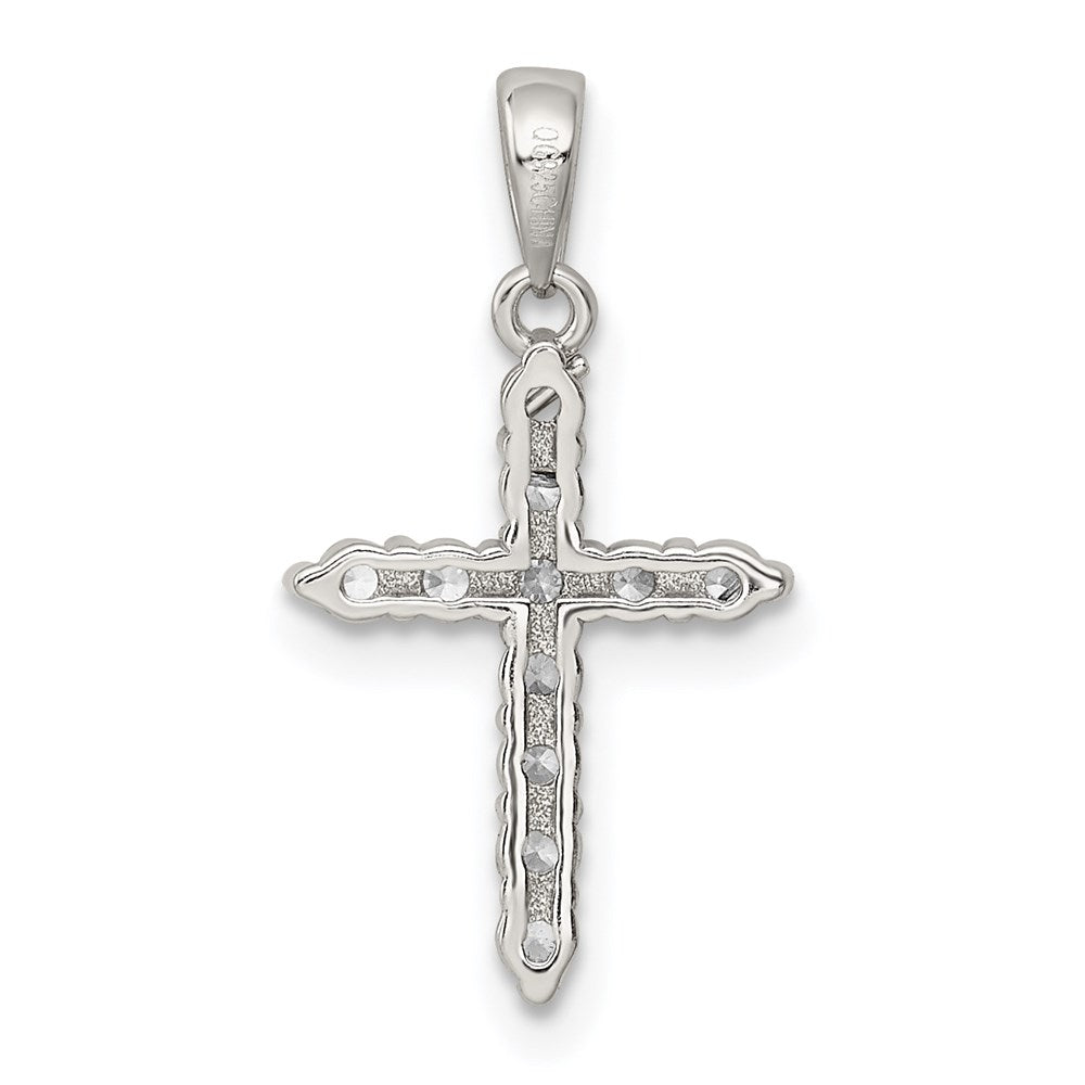 Sterling Silver Rhodium-plated CZ Cross Pendant QC5337