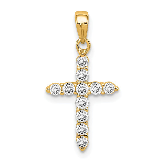 Sterling Silver Gold-tone CZ Cross Pendant QC5337GP