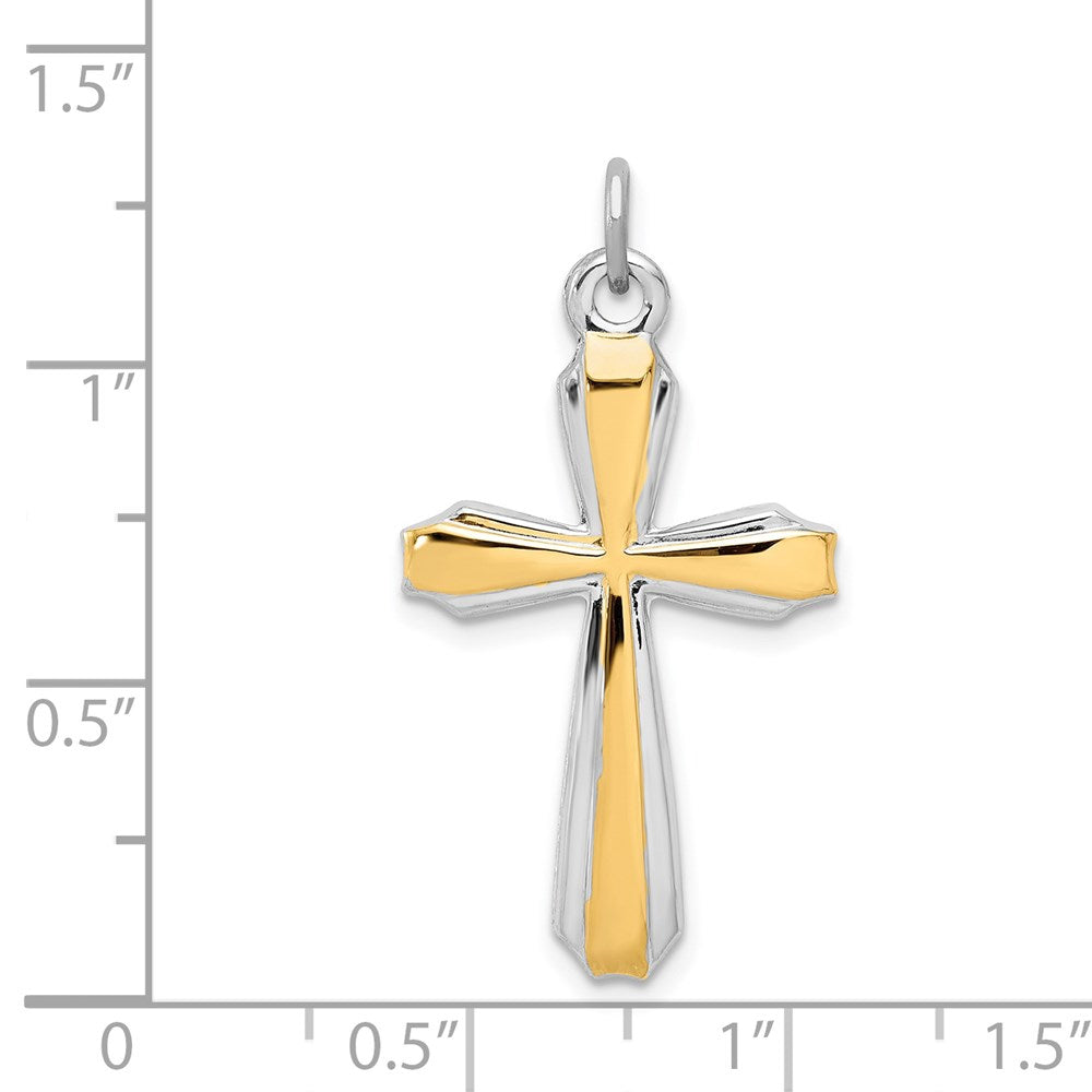 Sterling Silver Rhodium-plated & 18k Gold-plated Cross Pendant QC5388