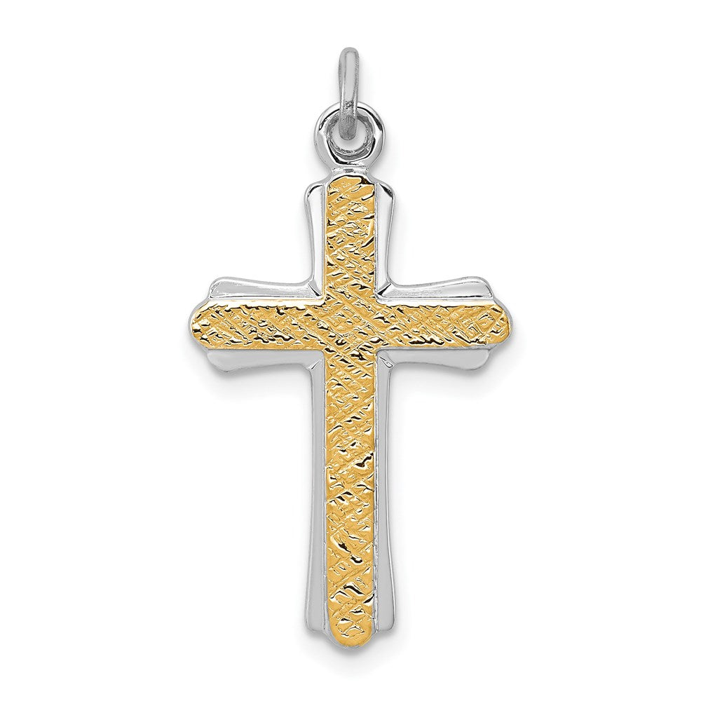 Sterling Silver Rhodium-plated & 18k Gold-plated Cross Charm QC5393