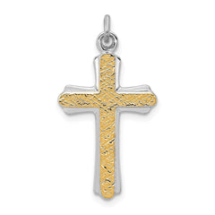Sterling Silver Rhodium-plated & 18k Gold-plated Cross Charm QC5393
