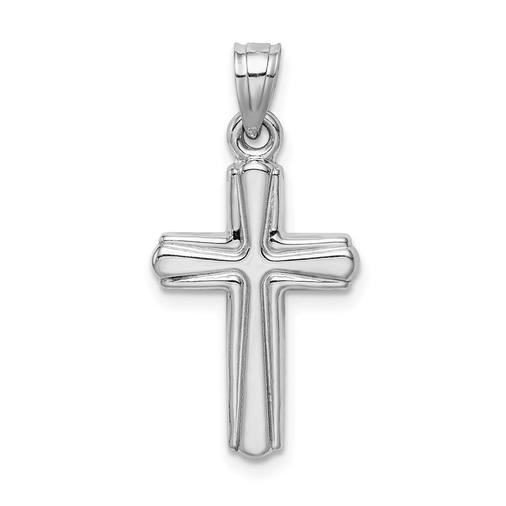Sterling Silver Rhodium-plated Hollow Crucifix Pendant QC5403