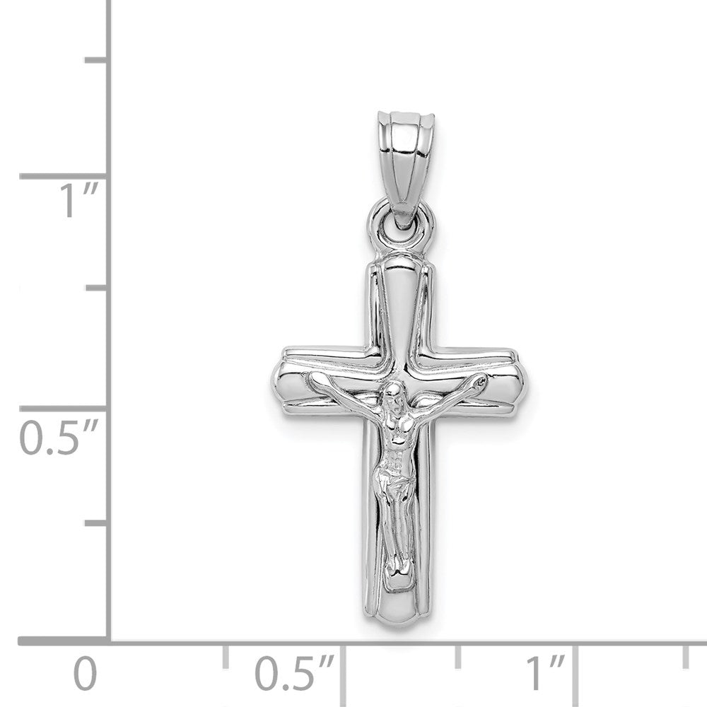 Sterling Silver Rhodium-plated Hollow Crucifix Pendant QC5403