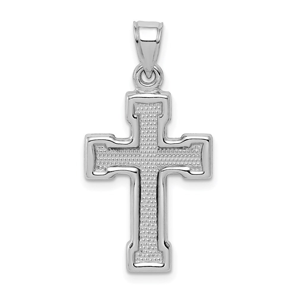 Sterling Silver Rhodium-plated Hollow Latin Crucifix Pendant QC5405